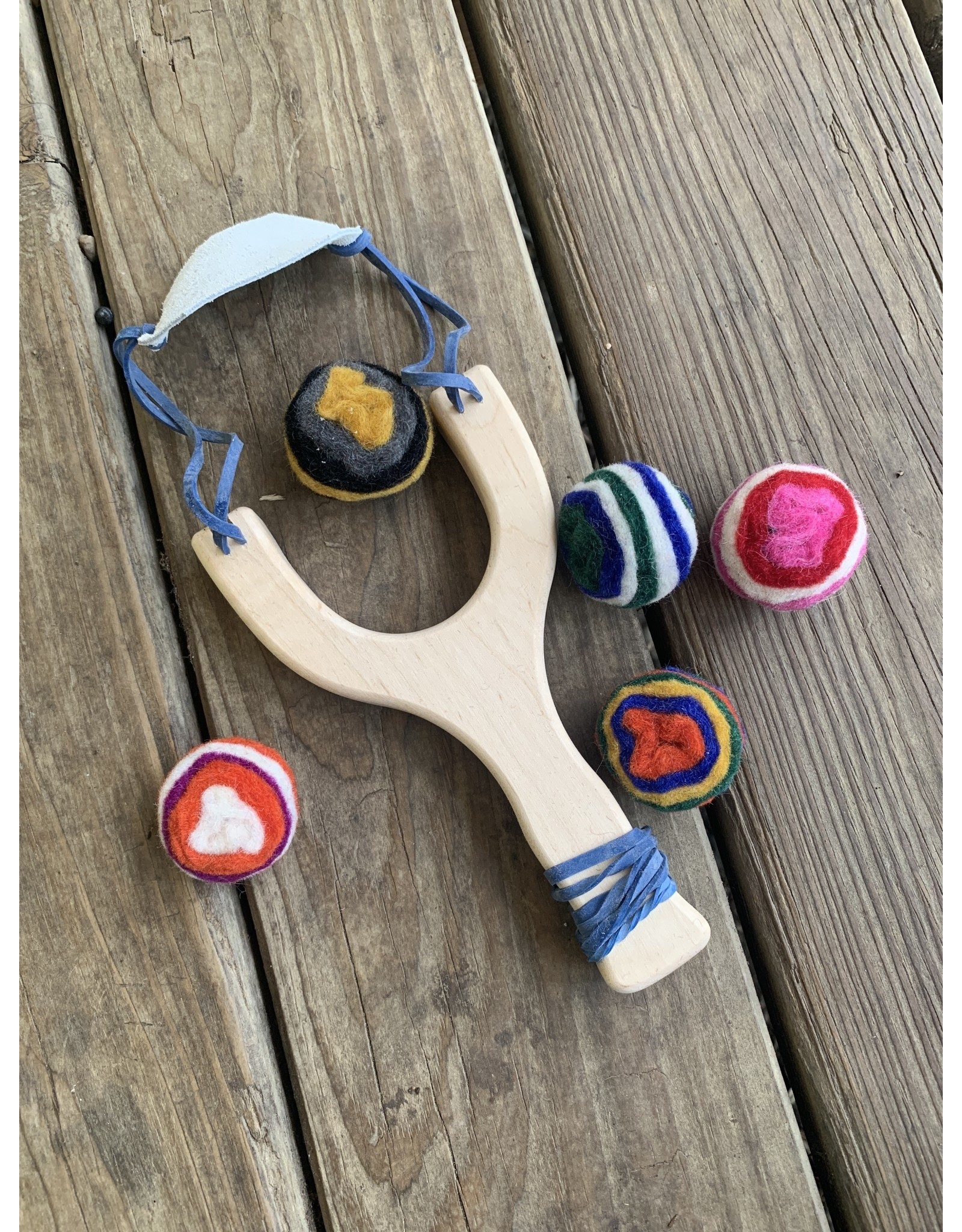 Maple Sling Shot with felted balls