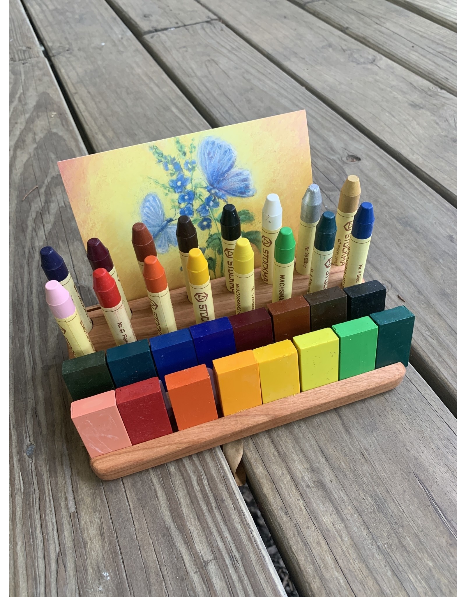 Cherry Crayon Holder 16 Blocks & 16 Sticks w/ Postcard Slot
