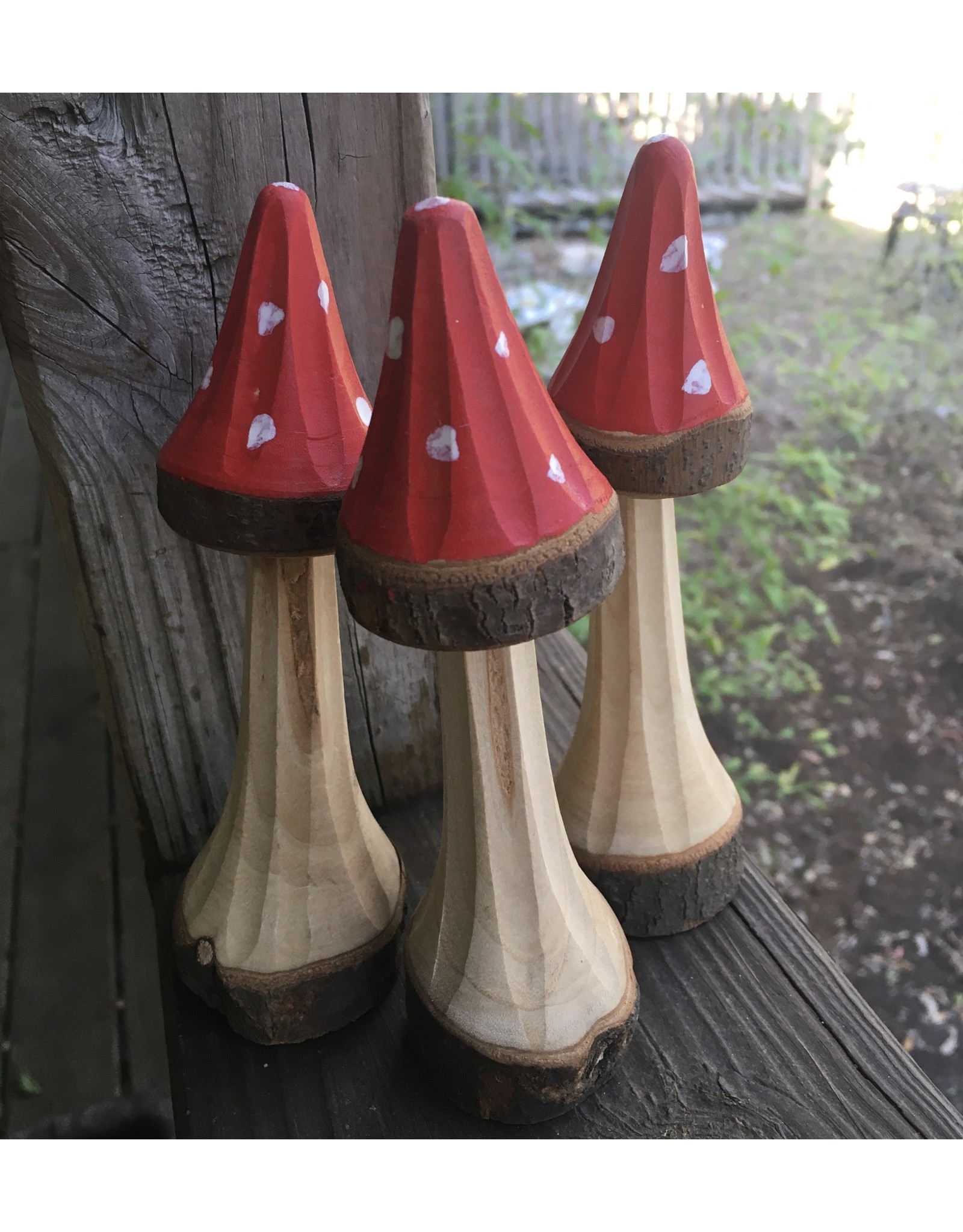 Wooden Carved Mushroom 5in