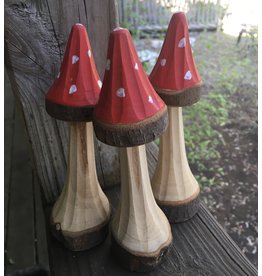 Wooden Carved Mushroom 5in