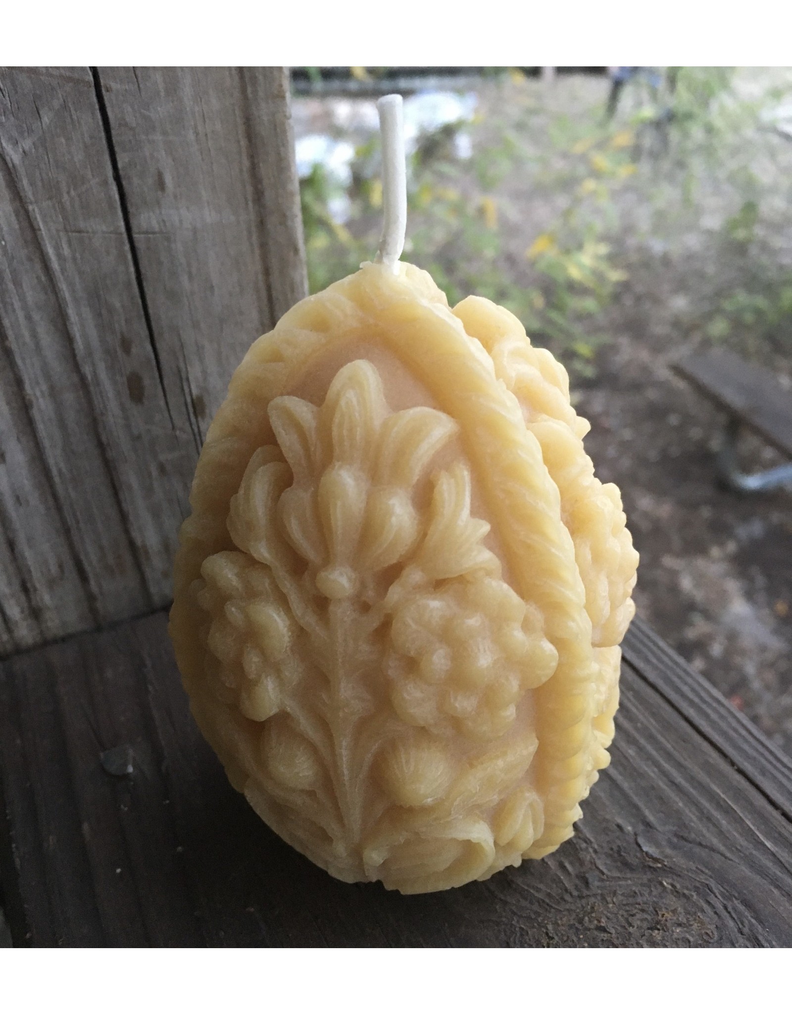 Beeswax Egg Candle Carved