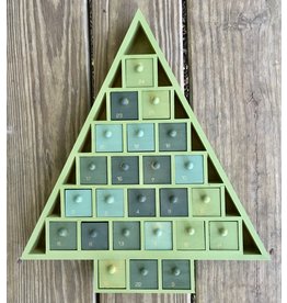 Green Wooden Advent Tree with Drawers 15" - local pick up only