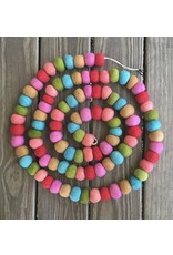Wool Felt Ball Garland - Pink Red Green Turq 96"