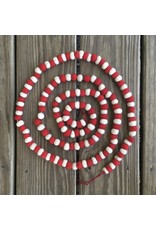 Red and White Small Ball Garland - Wool 72"