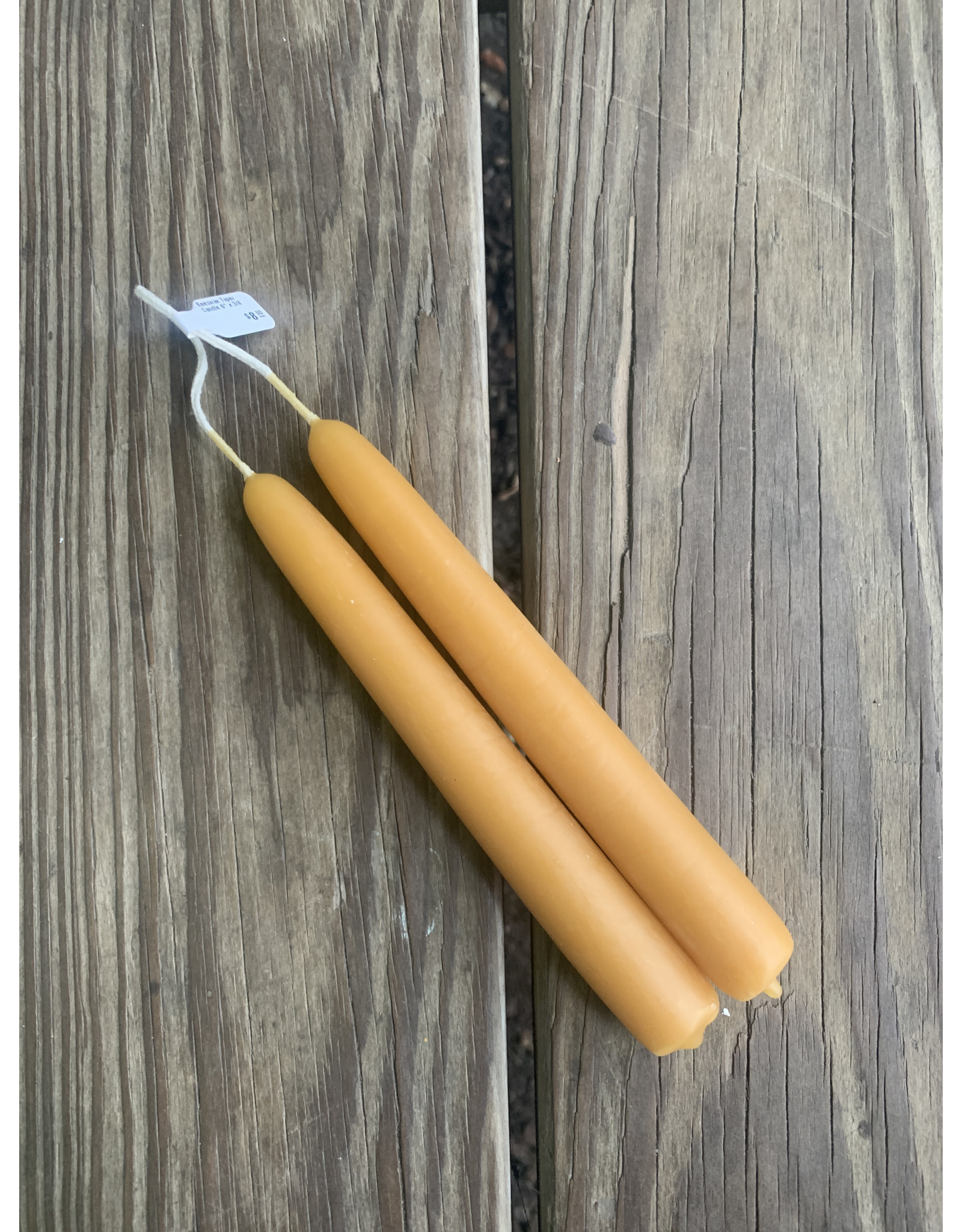 Beeswax Taper Candle Pair 6" x 3/4