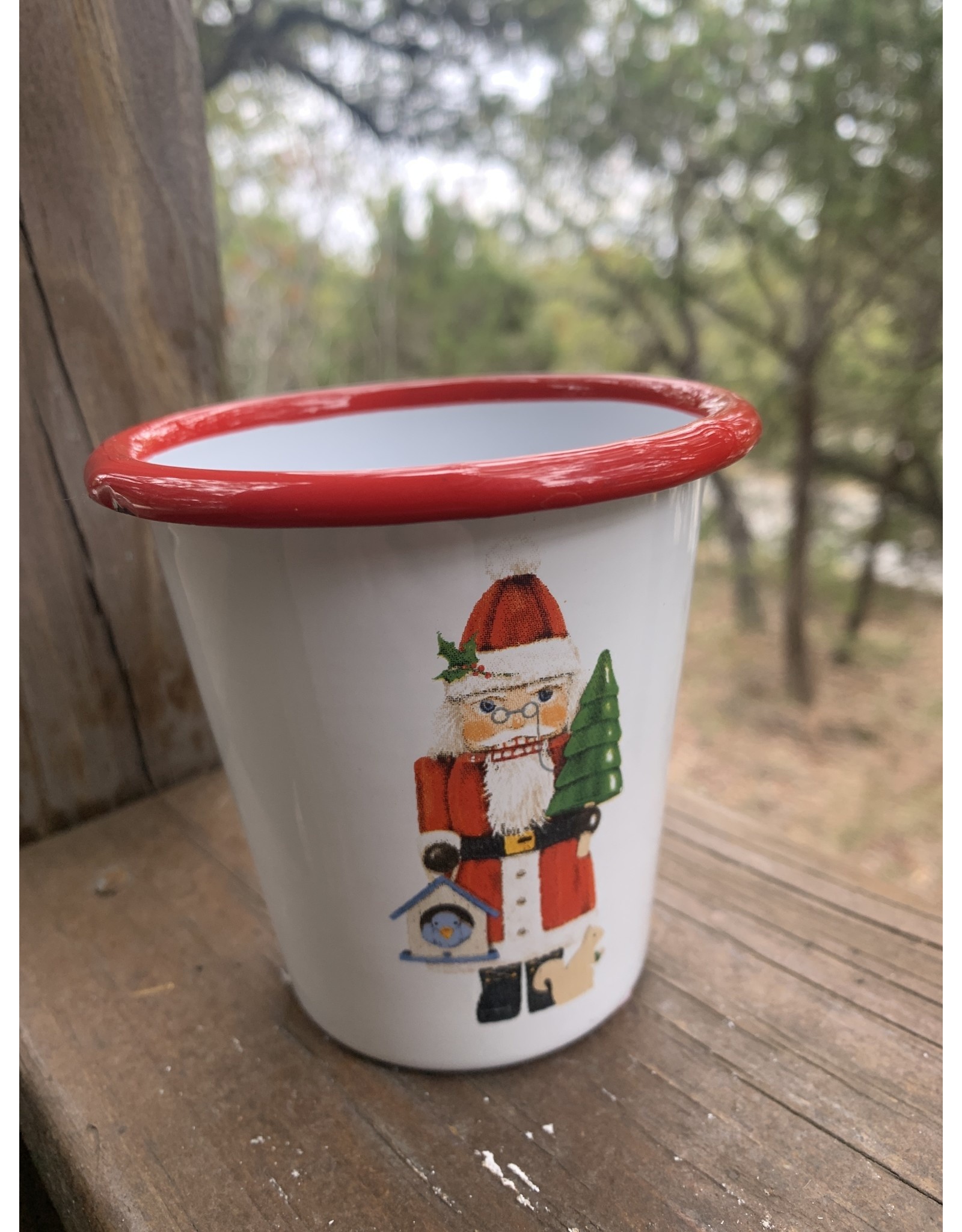 Enameled Tin Cup w/ Nutcracker 3.5x3.5