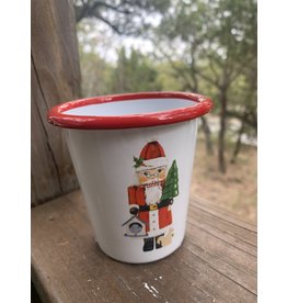 Enameled Tin Cup w/ Nutcracker 3.5x3.5