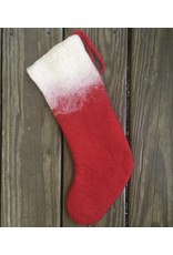 Red and White Felted Stocking 14"