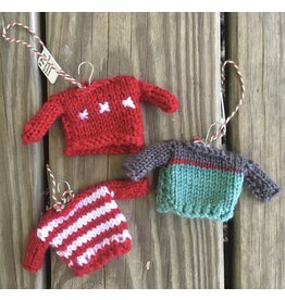 Knitted Doll Sweater Ornament - colors vary