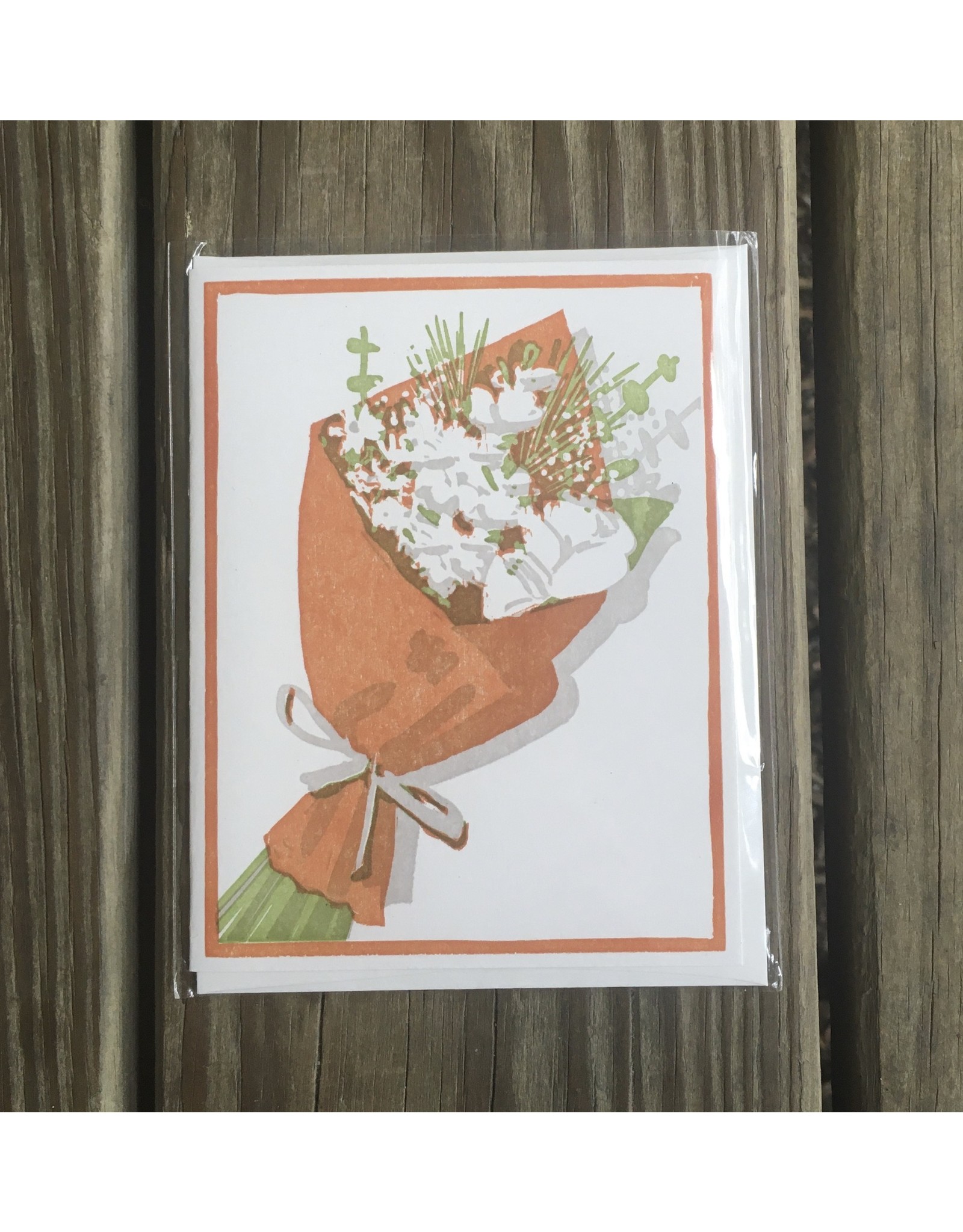 Brown Paper Bouquet Card - Blank Inside