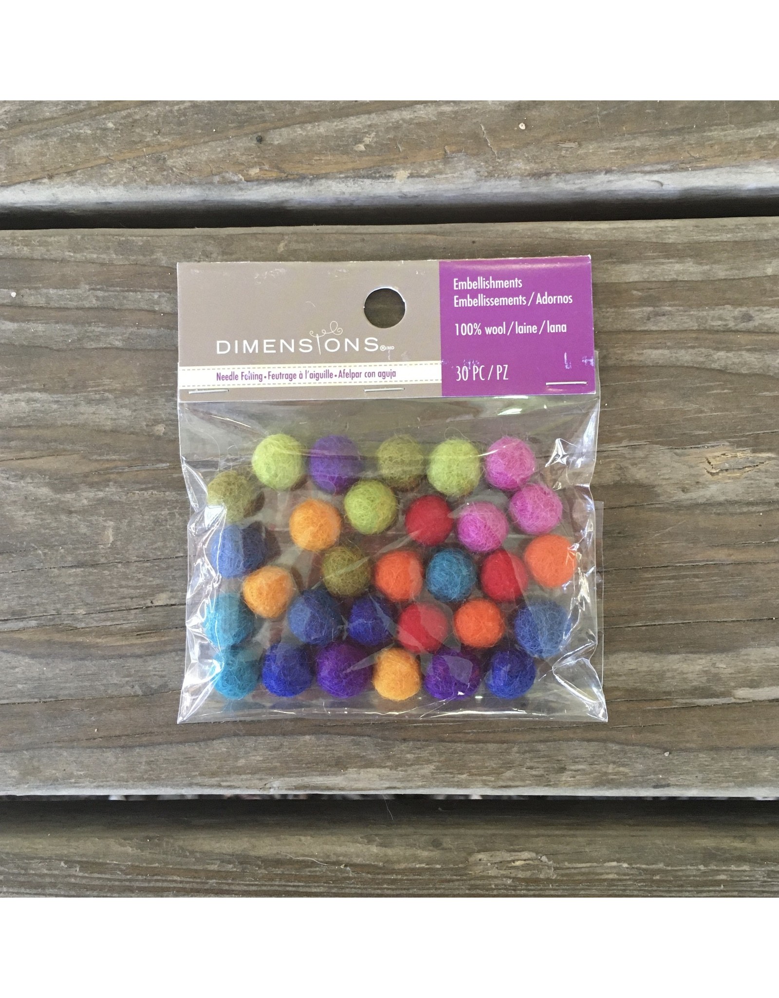 Tiny Felted Wool Ball Assort 30pcs
