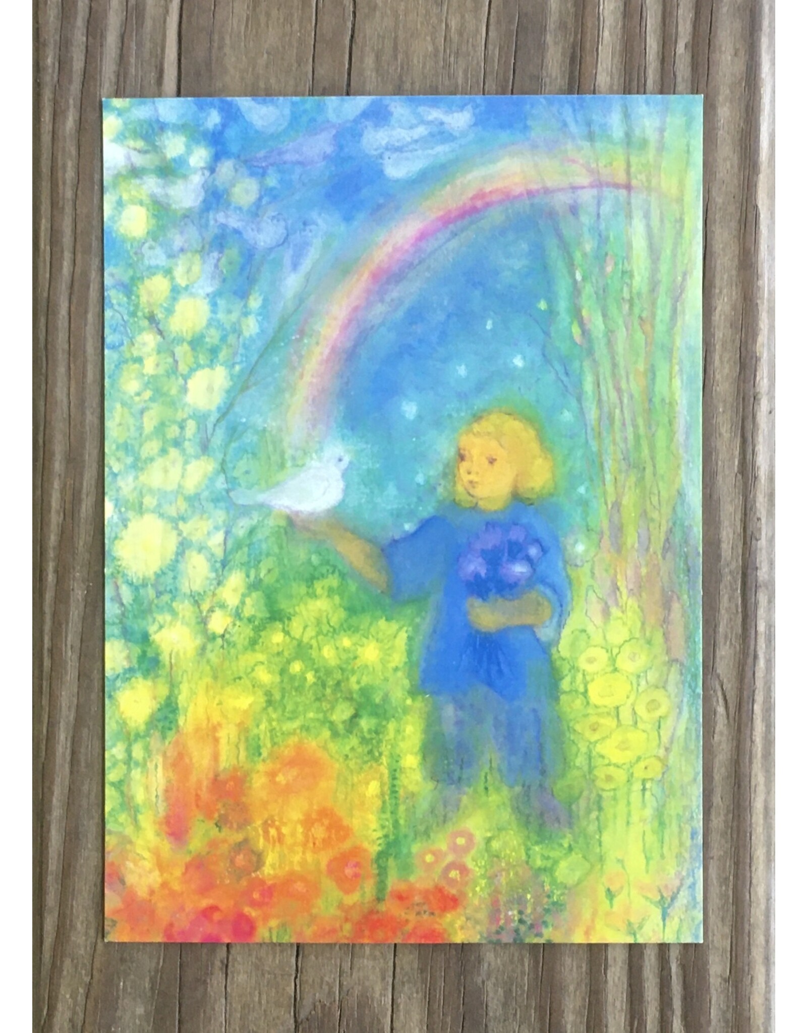 Wynstones Rainbow with Dove Postcard - Angela Koconda