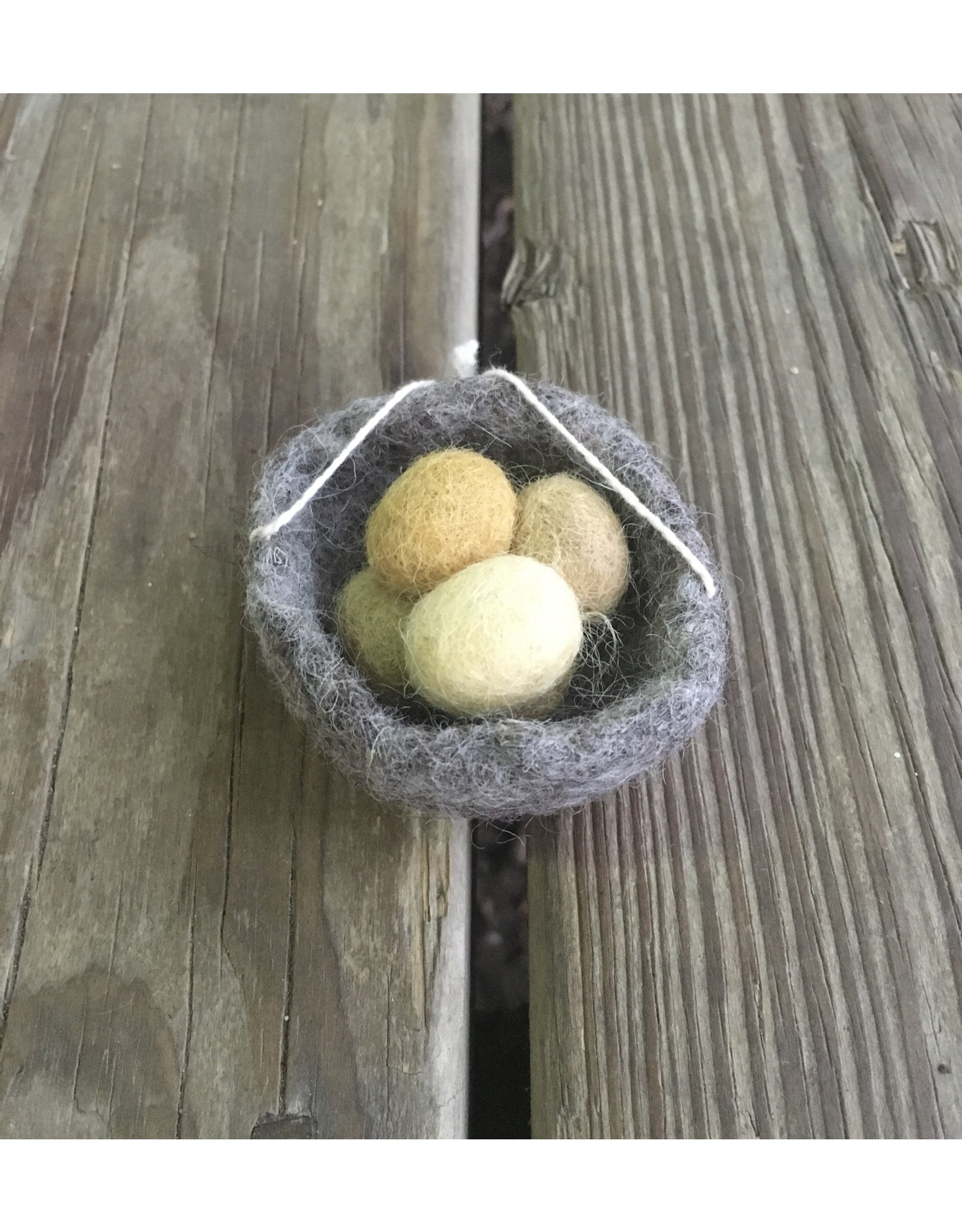 Felt Nest with Yellow Eggs 2"