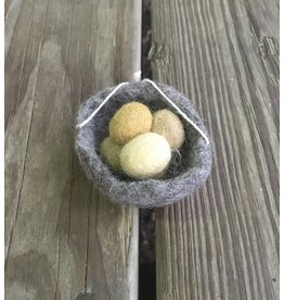 Felt Nest with Yellow Eggs 2"