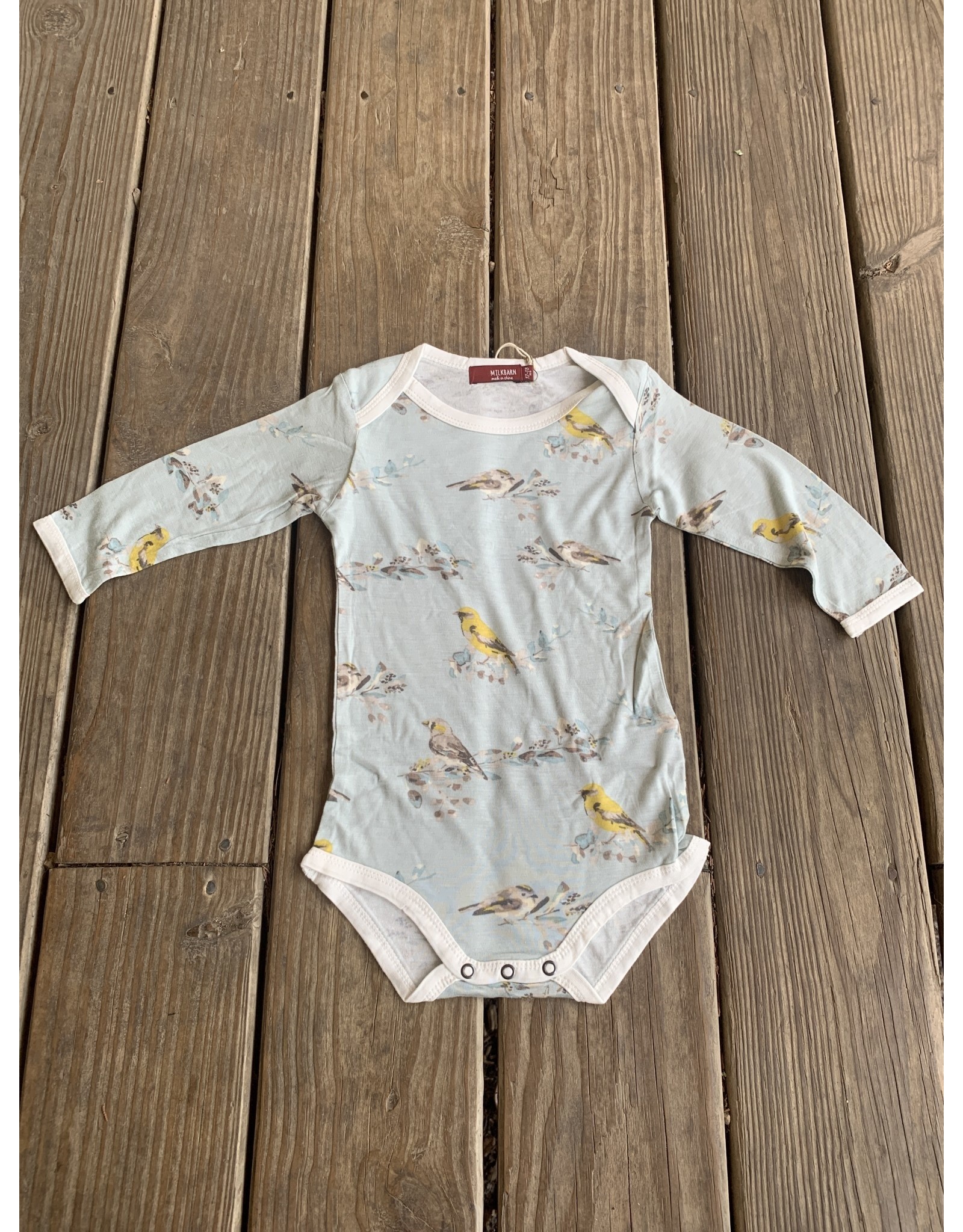 Milkbarn Bamboo LS One Piece 12-18M Blue Bird