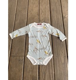 Milkbarn Bamboo LS One Piece 12-18M Blue Bird