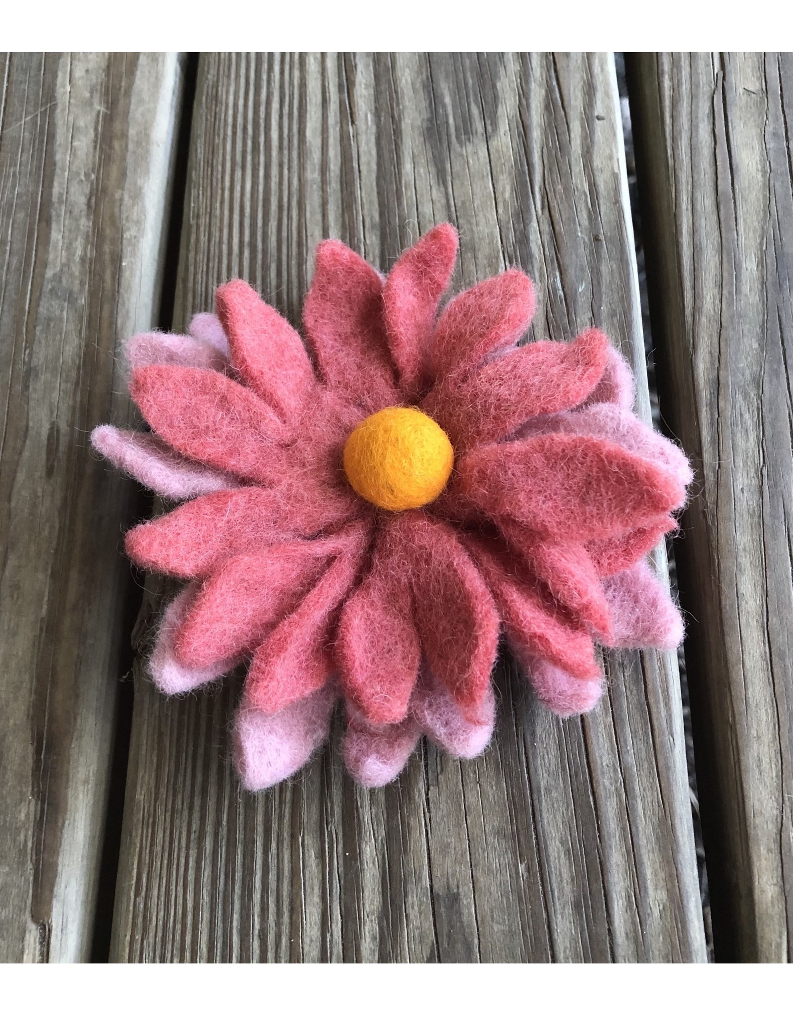 Felted Pink Flower 8"