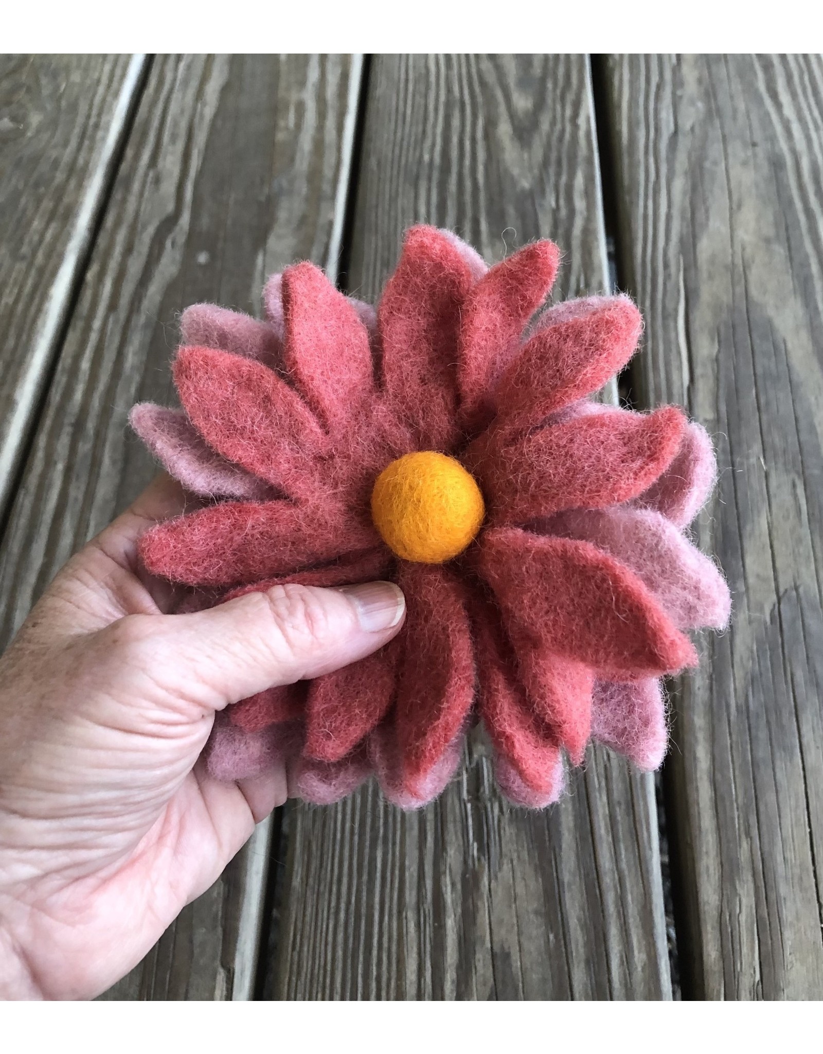 Felted Pink Flower 8"