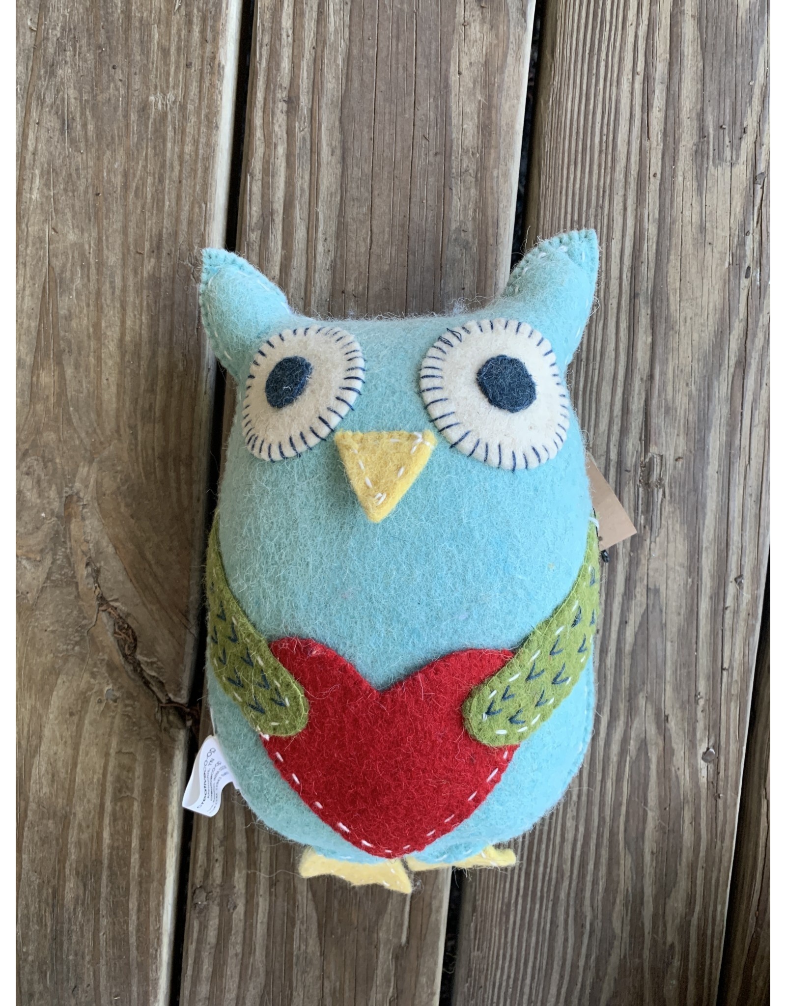 Owl Pillow- with pocket - wool 11x7