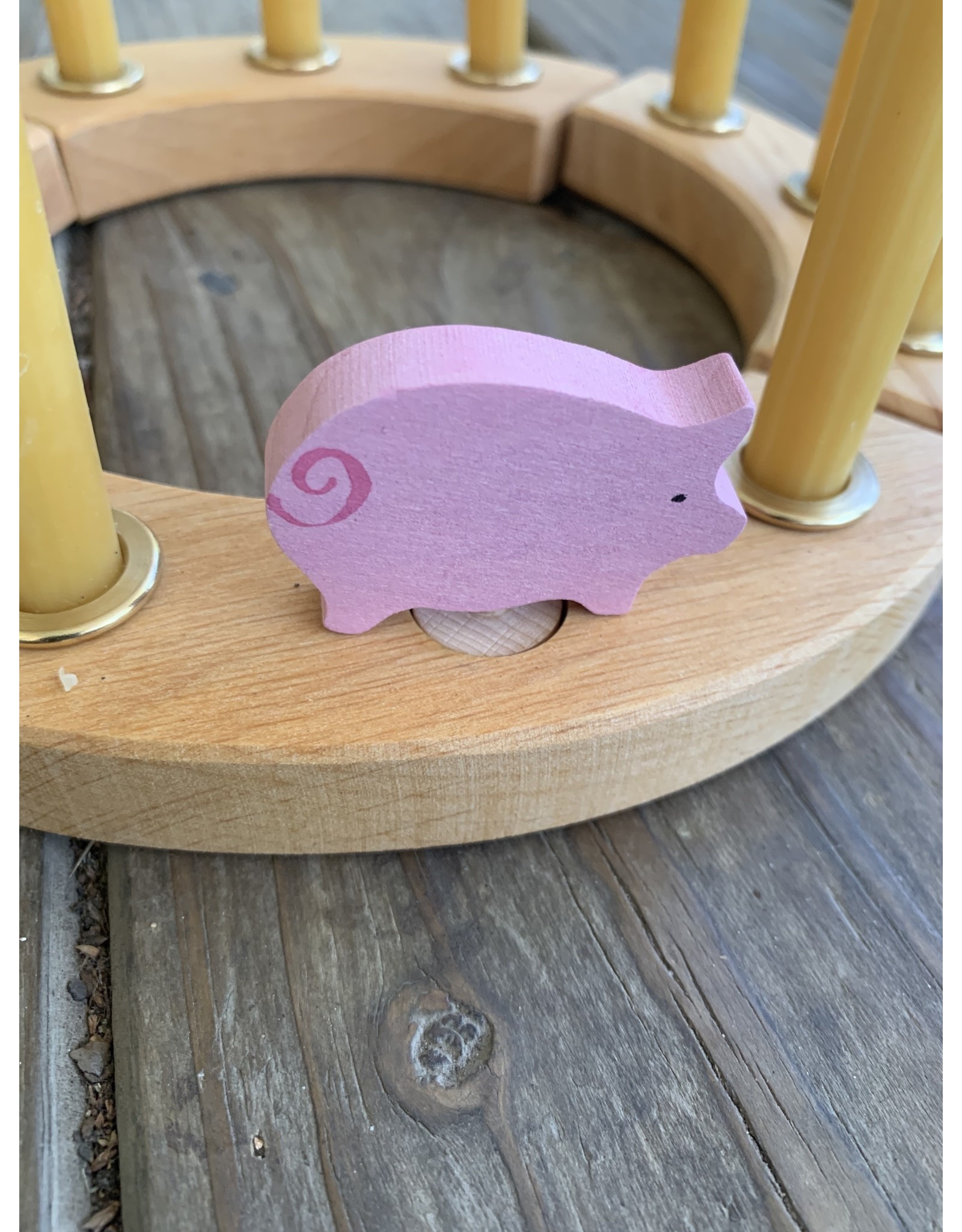 Candle Ring Figure Pink Pig - Grimm's