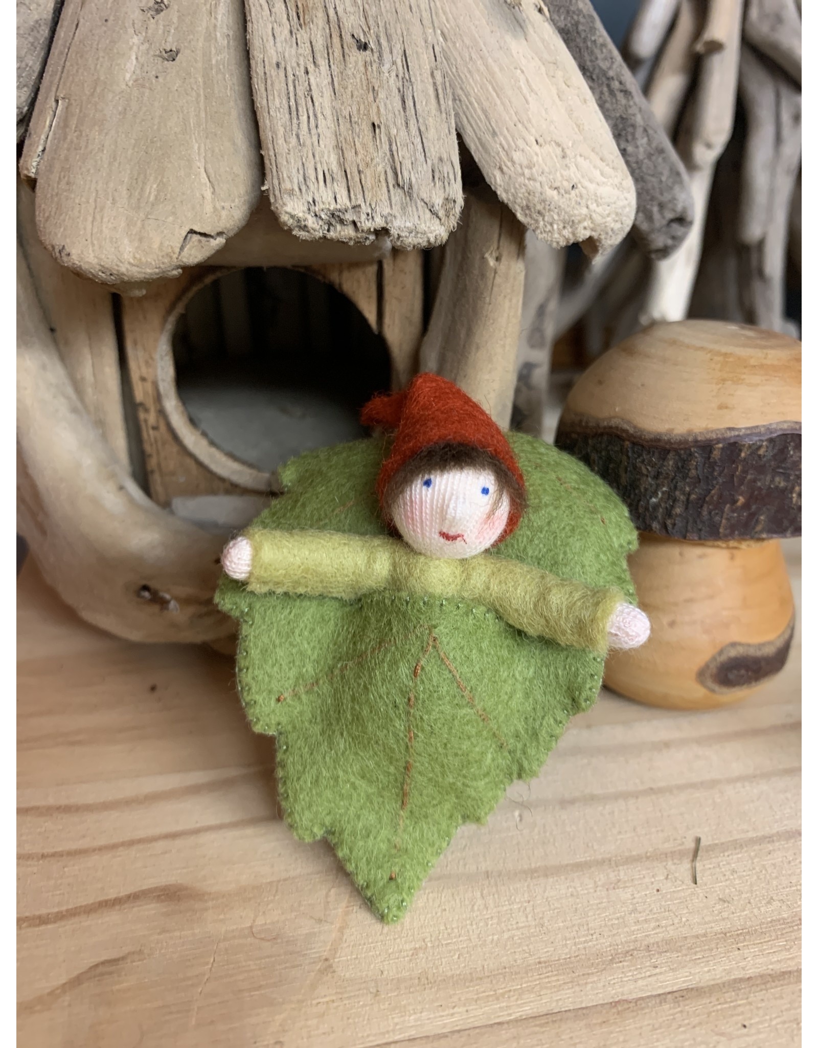 Forest Gnome Baby in Leaf Bed - Fair Skin