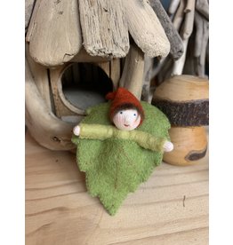 Forest Gnome Baby in Leaf Bed - Fair Skin