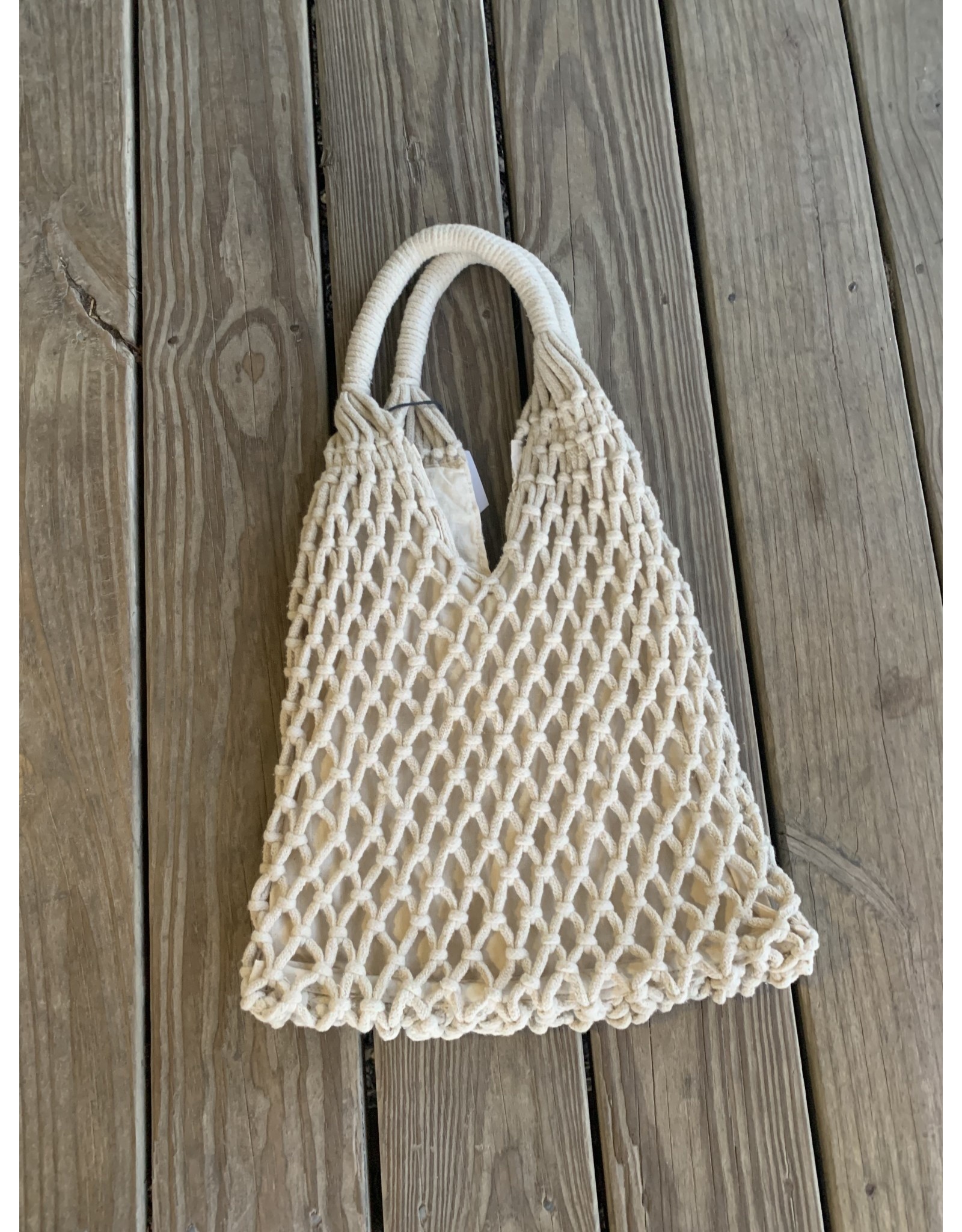 Macrame Bag - Natural. Lined