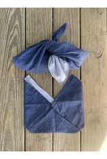 Linen Project Bag - Navy Blue. Large.