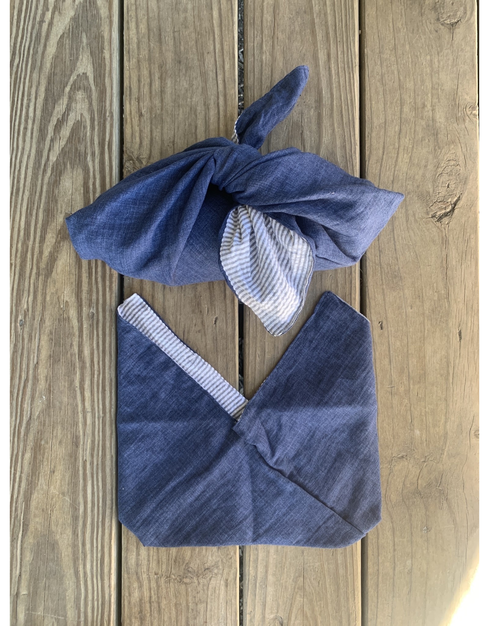 Linen Project Bag - Navy Blue. Large.