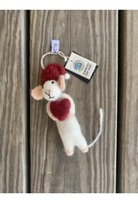 Felt White Mouse with Heart