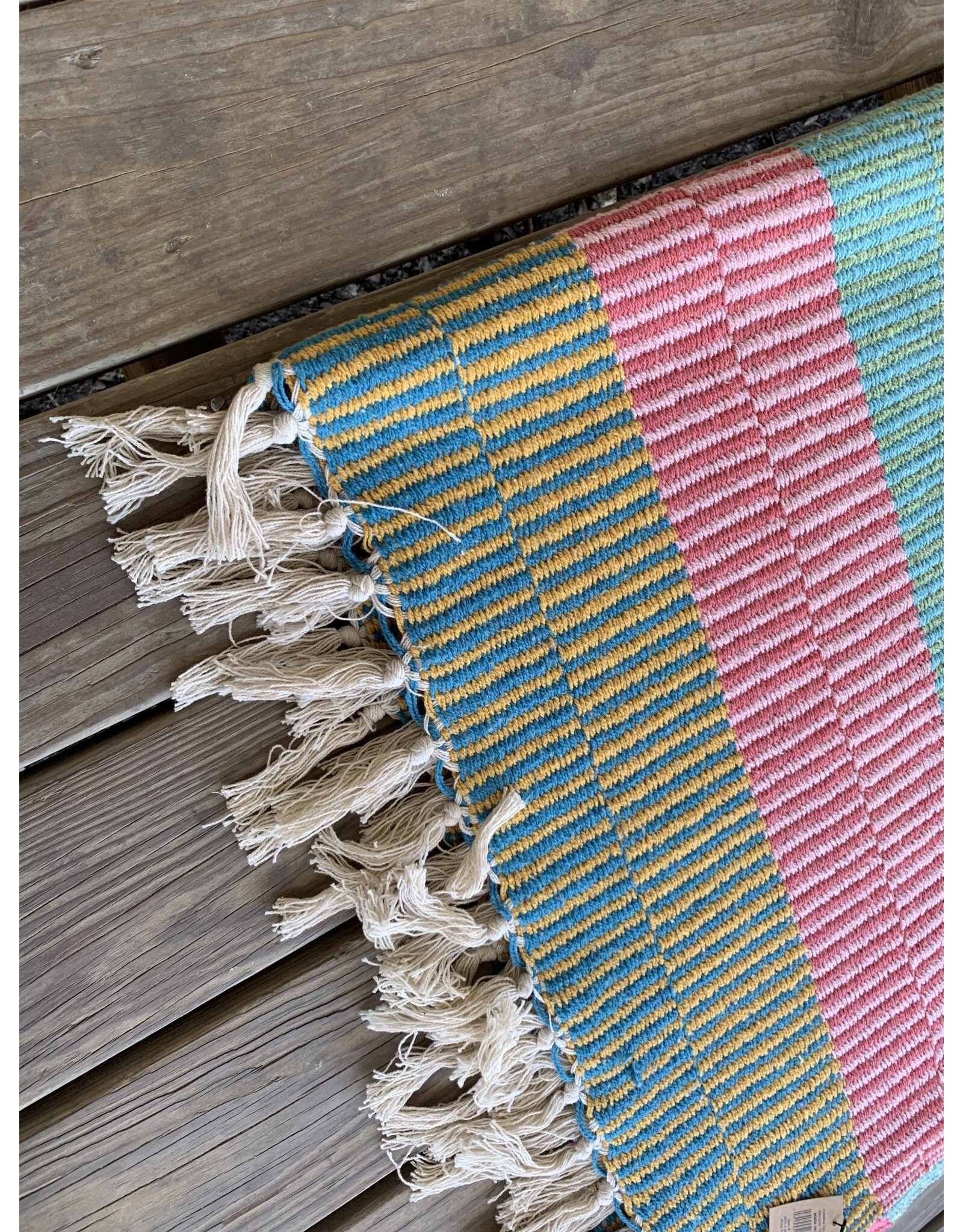 Recycled Cotton Throw with Tassels 60" x 50"