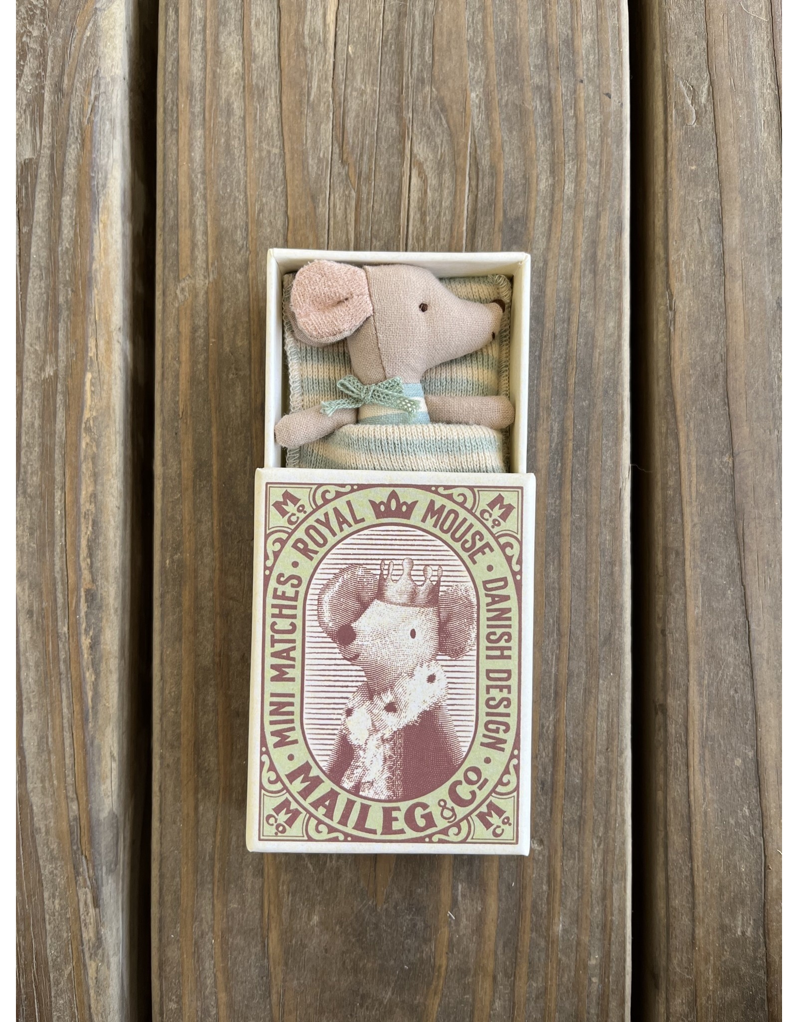 Sleepy Wakey Baby Mouse in Matchbox - Boy, 2022 Maileg