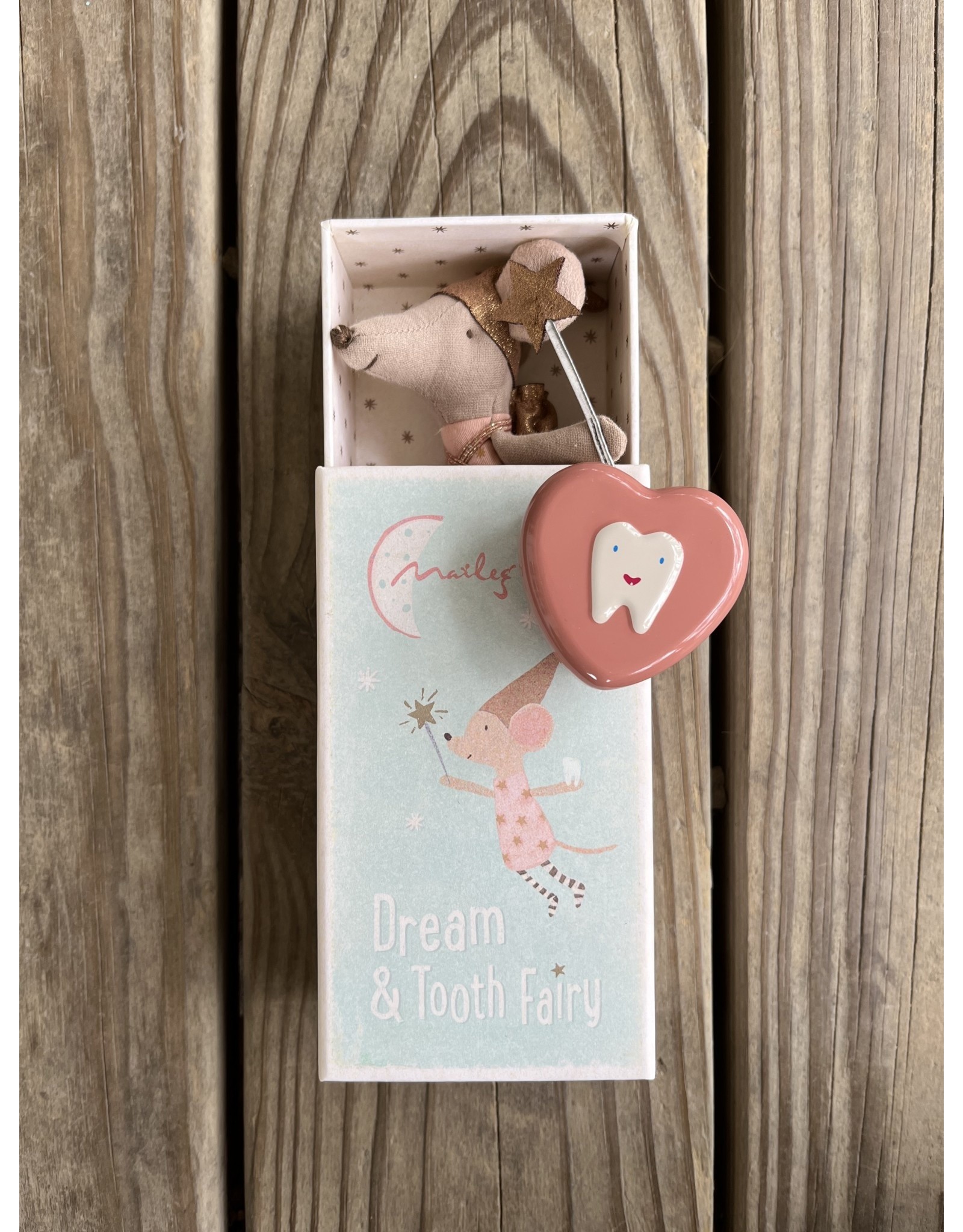 Tooth Fairy Mouse in Matchbox - Rose. Maileg