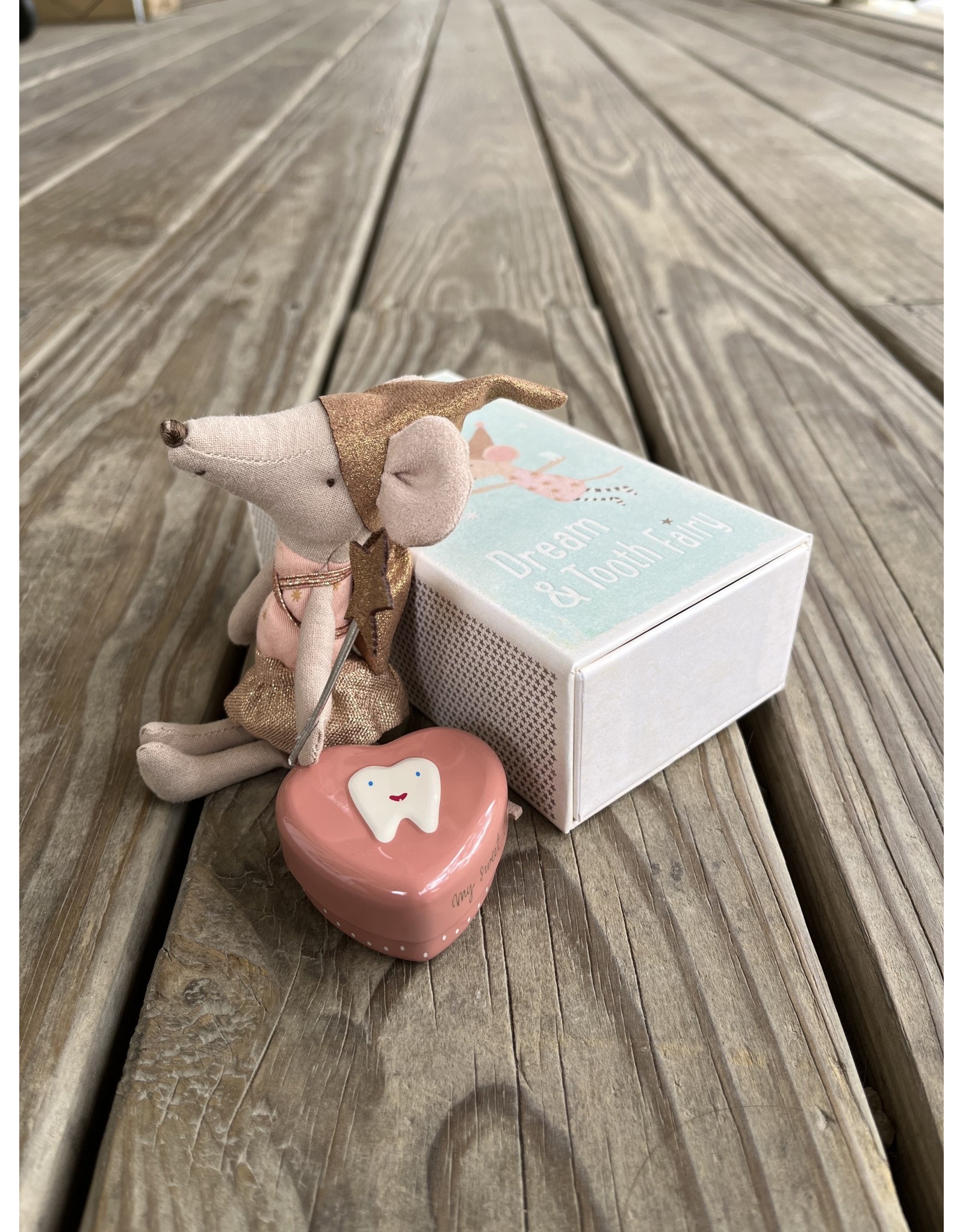 Tooth Fairy Mouse in Matchbox - Rose. Maileg