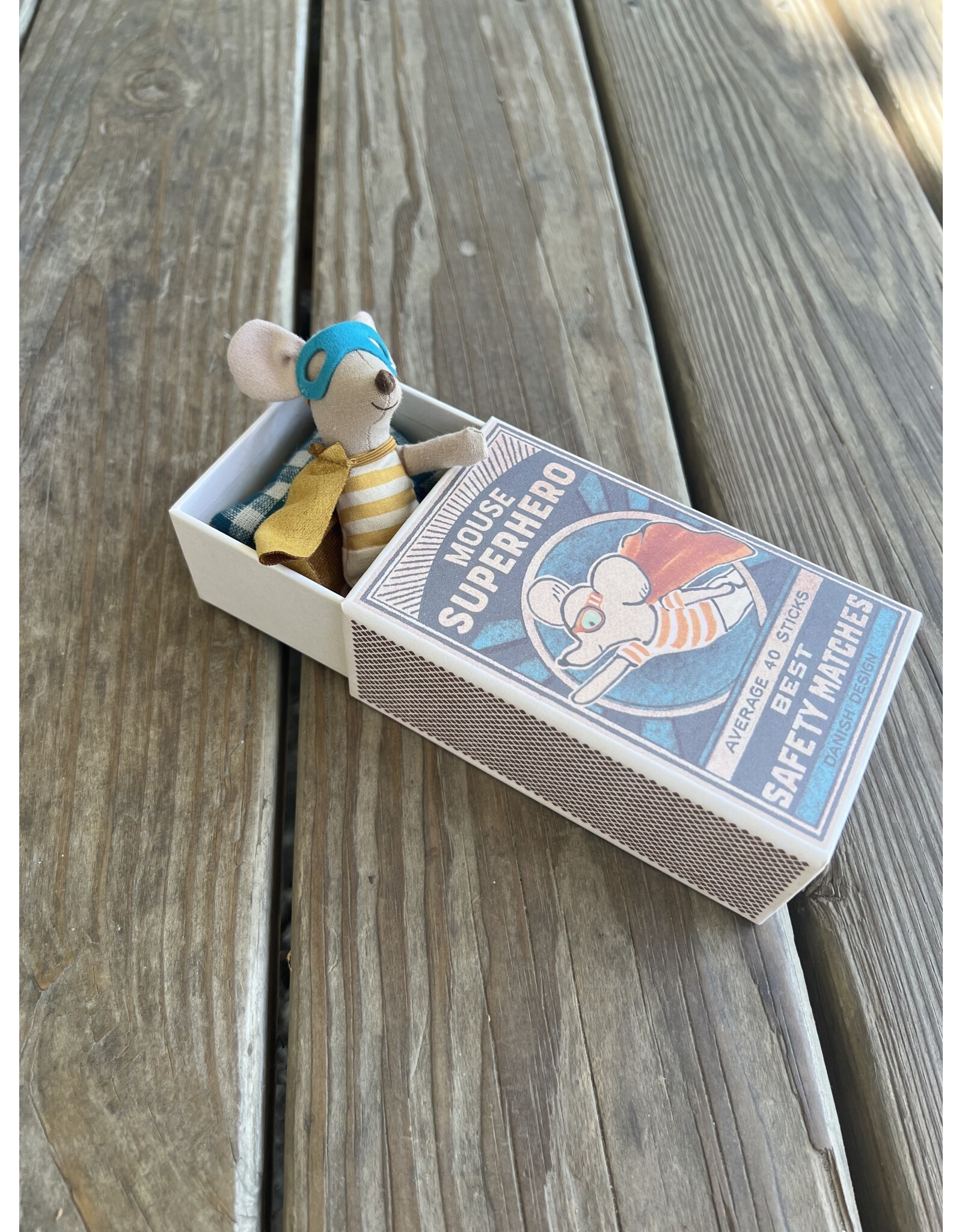 Little Brother Super Hero Mouse in Matchbox - Maileg