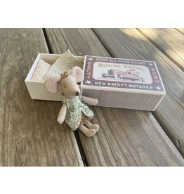 Little Sister Princess Mouse in Matchbox - Blue Dress. Maileg