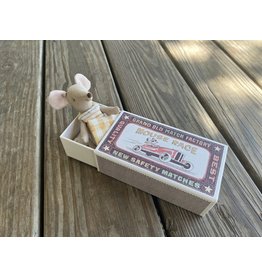 Big Sister Mouse in Matchbox - Striped Dress. Maileg