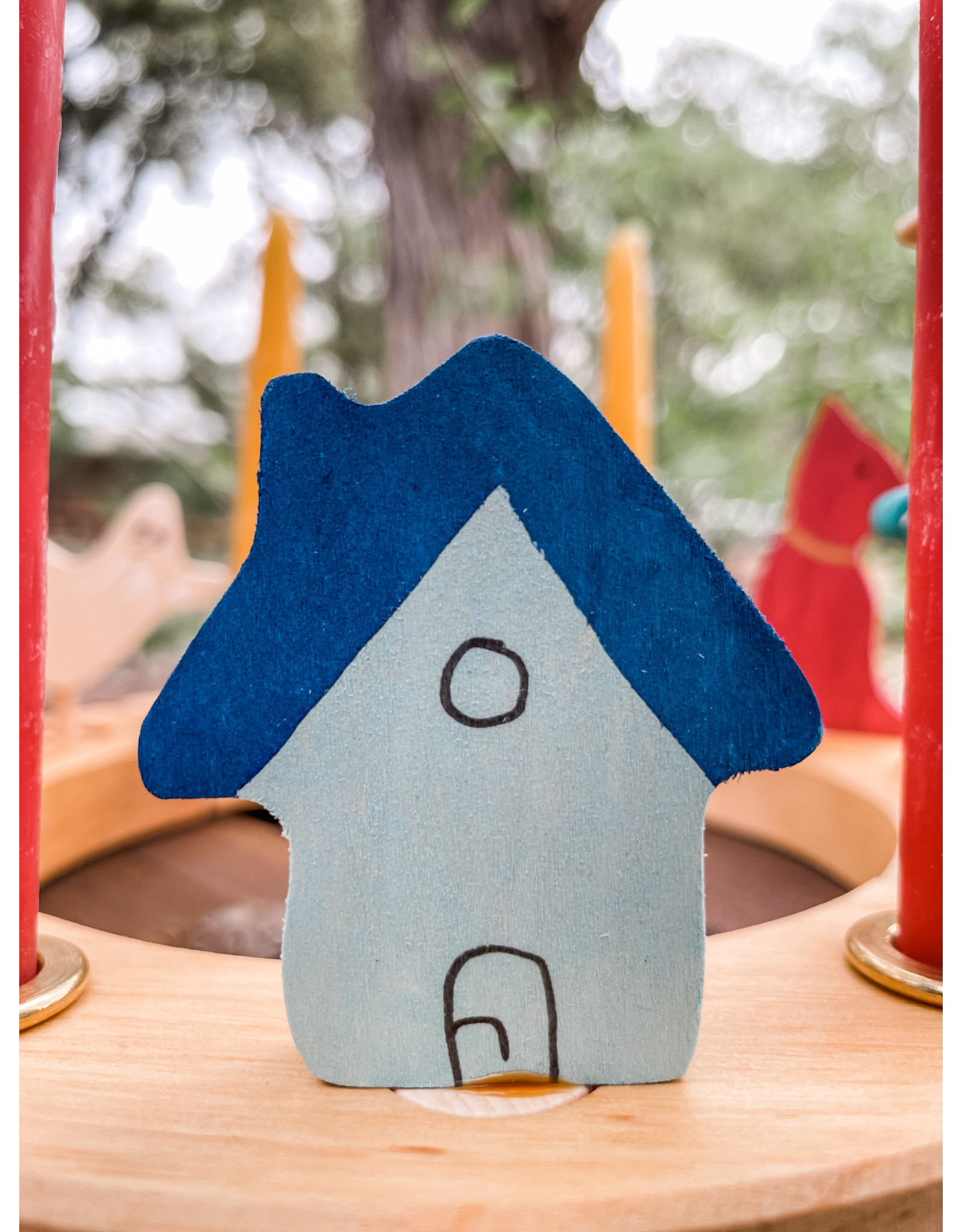 CANDLE RING FIGURE HOUSE BLUE - Grimm's