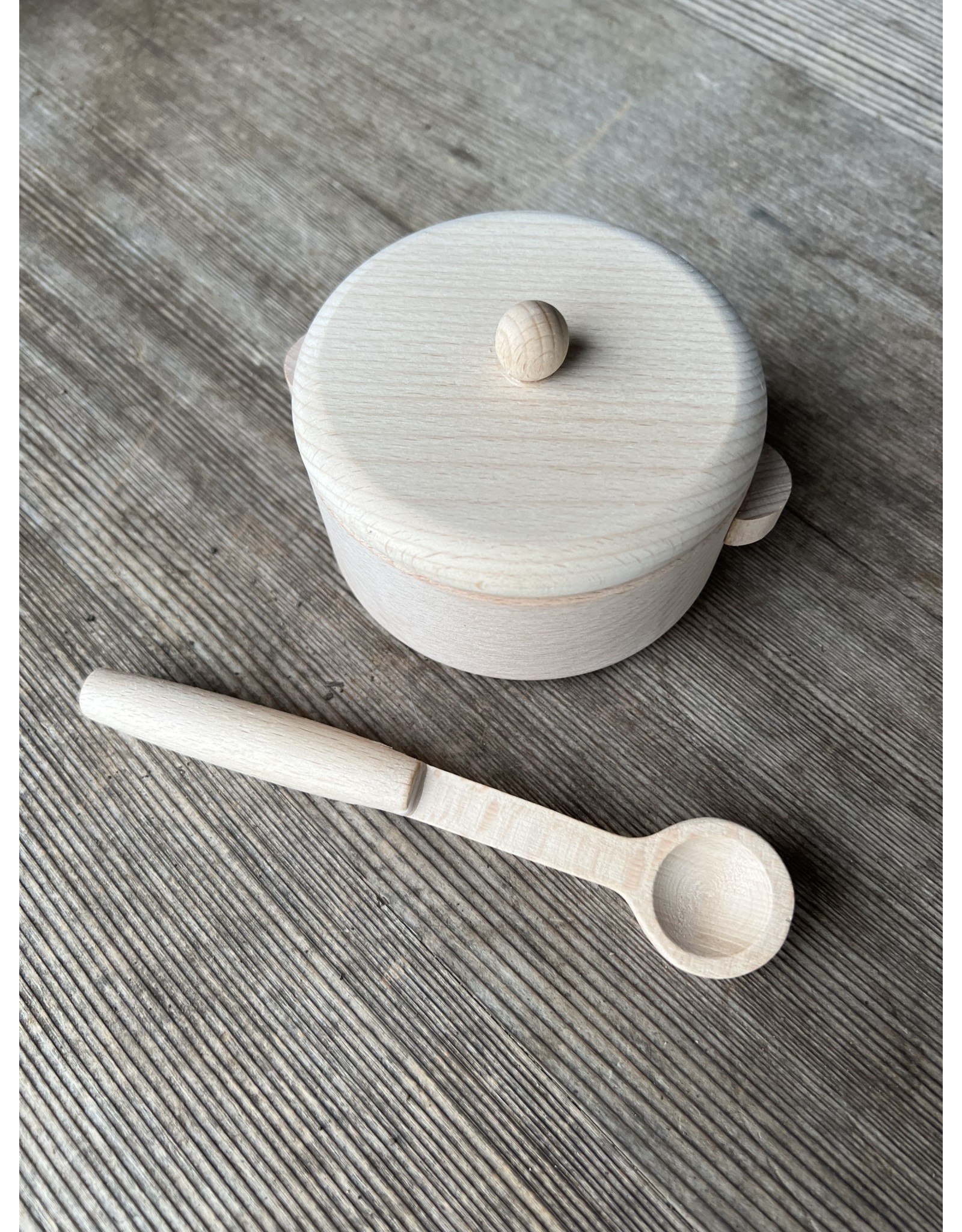 Wooden Soup Pot and Spoon - Play Kitchen