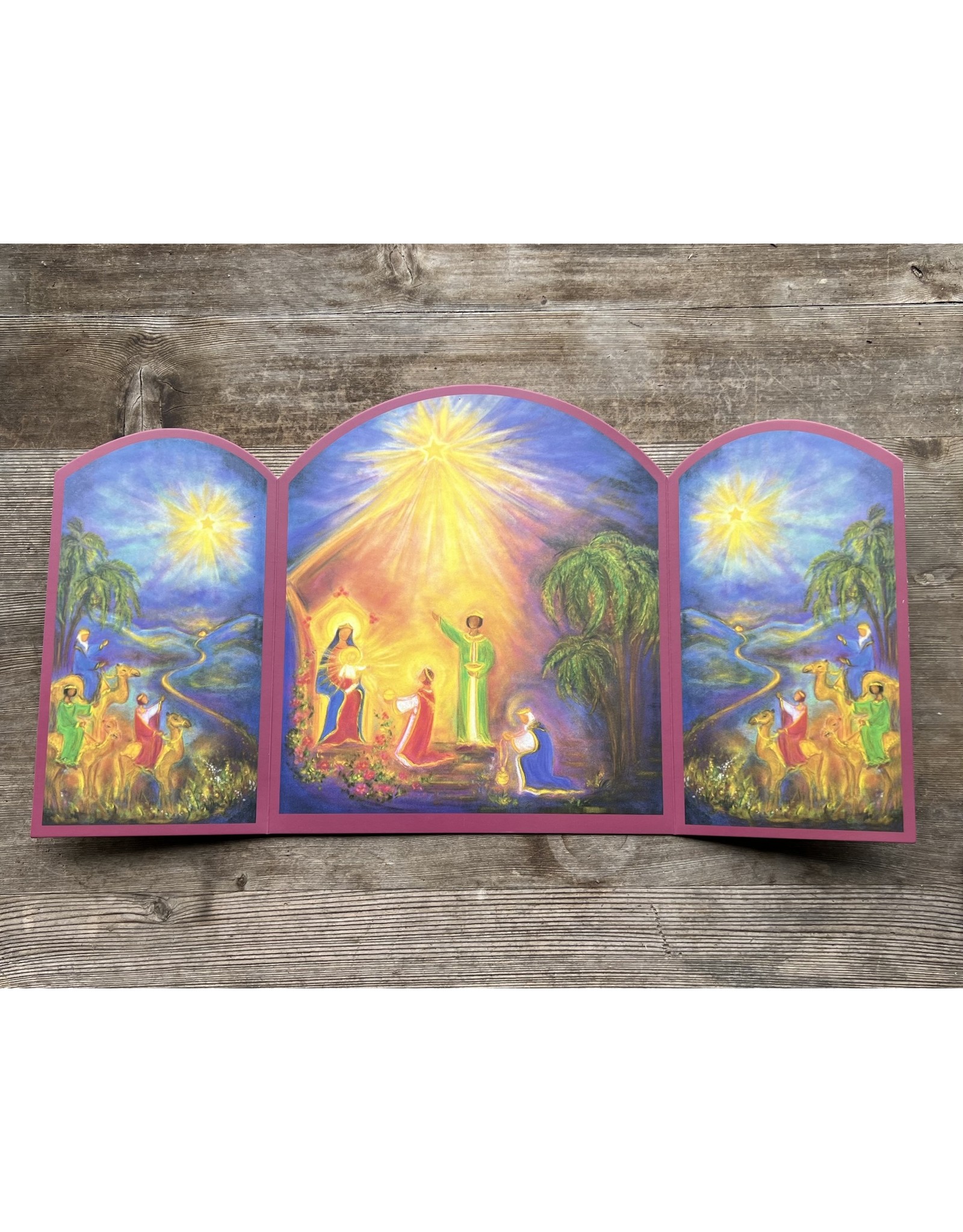 Triptych: The Holy Family with the Three Kings. 31x17 local pick up only