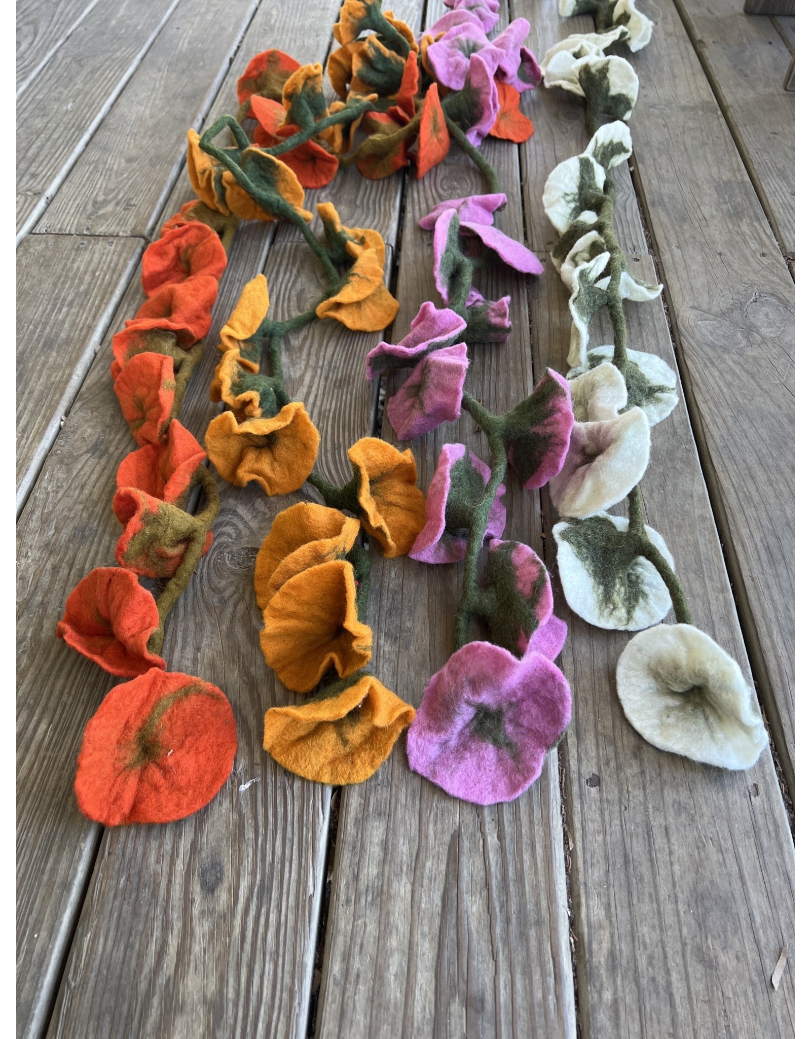 Morning Glory Felted Flower Garland 62in