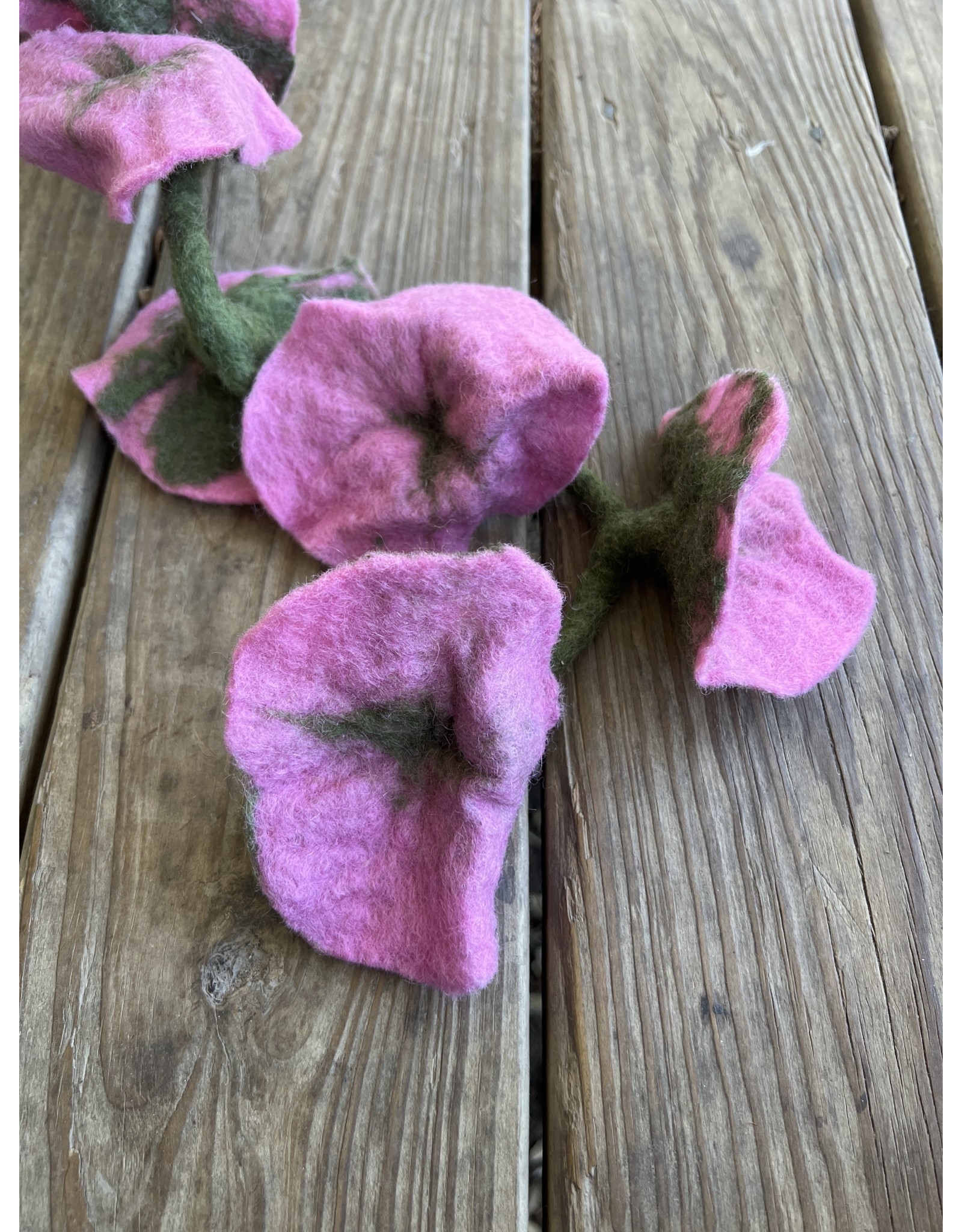 Morning Glory Felted Flower Garland 62in