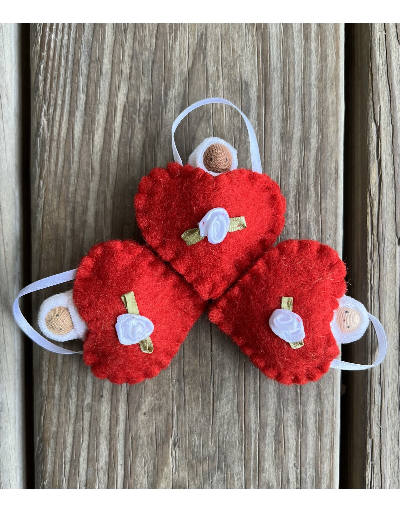 Heart Pouch Ornament with Doll