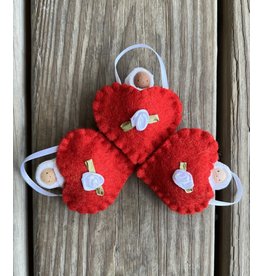 Heart Pouch Ornament with Doll