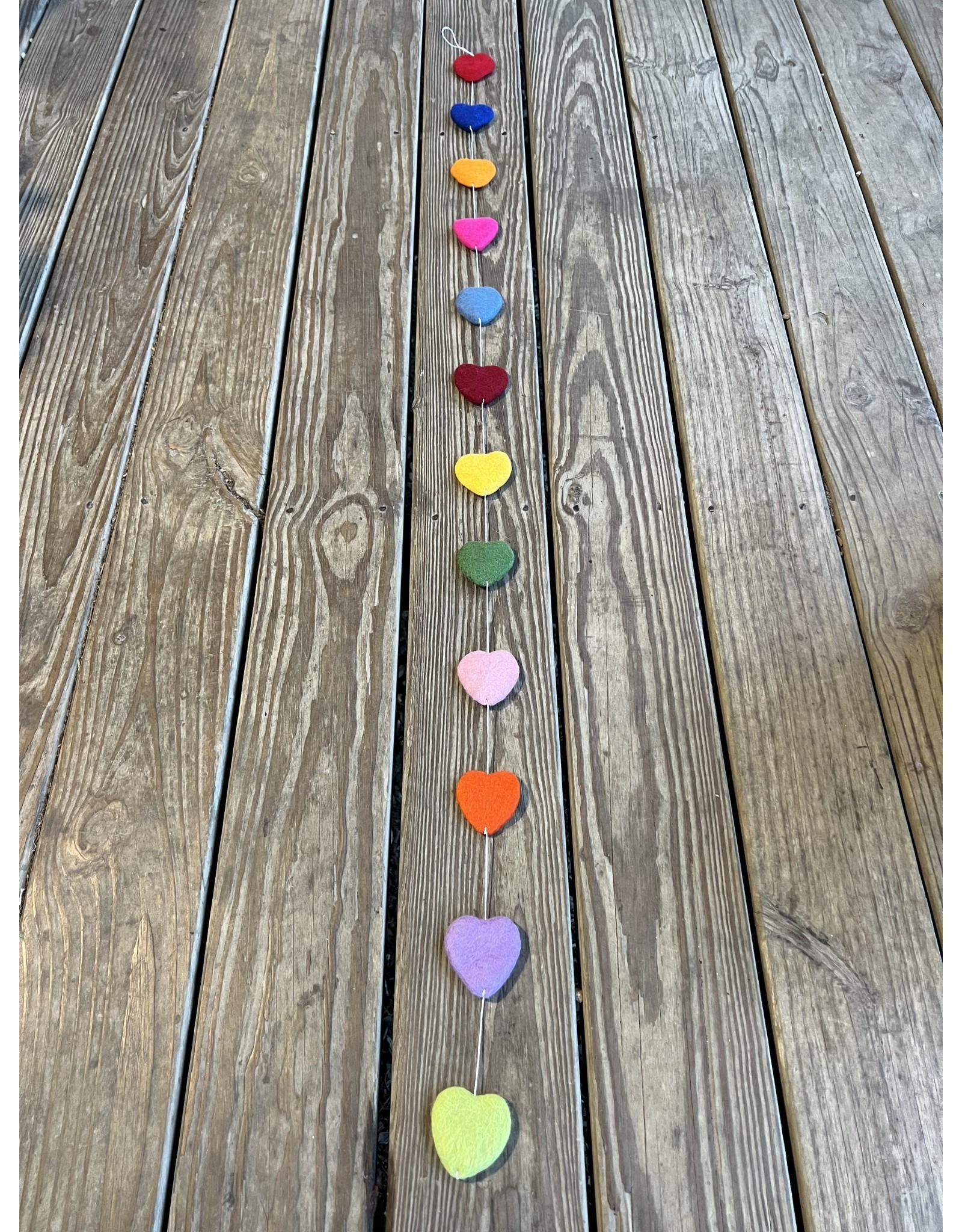 Felt Heart Garland - Multi Color Hearts