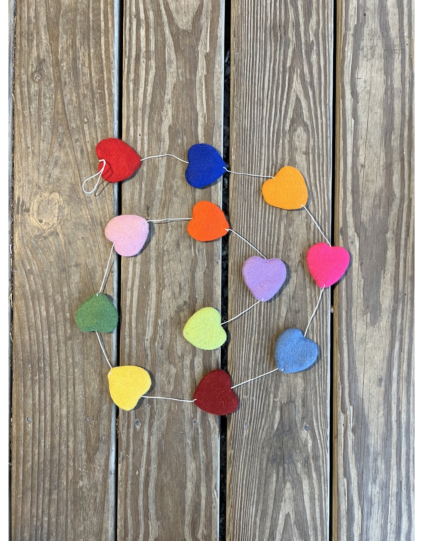 Felt Heart Garland - Multi Color Hearts