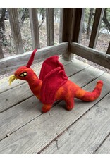 Felted Dragon 16" long - orange and red