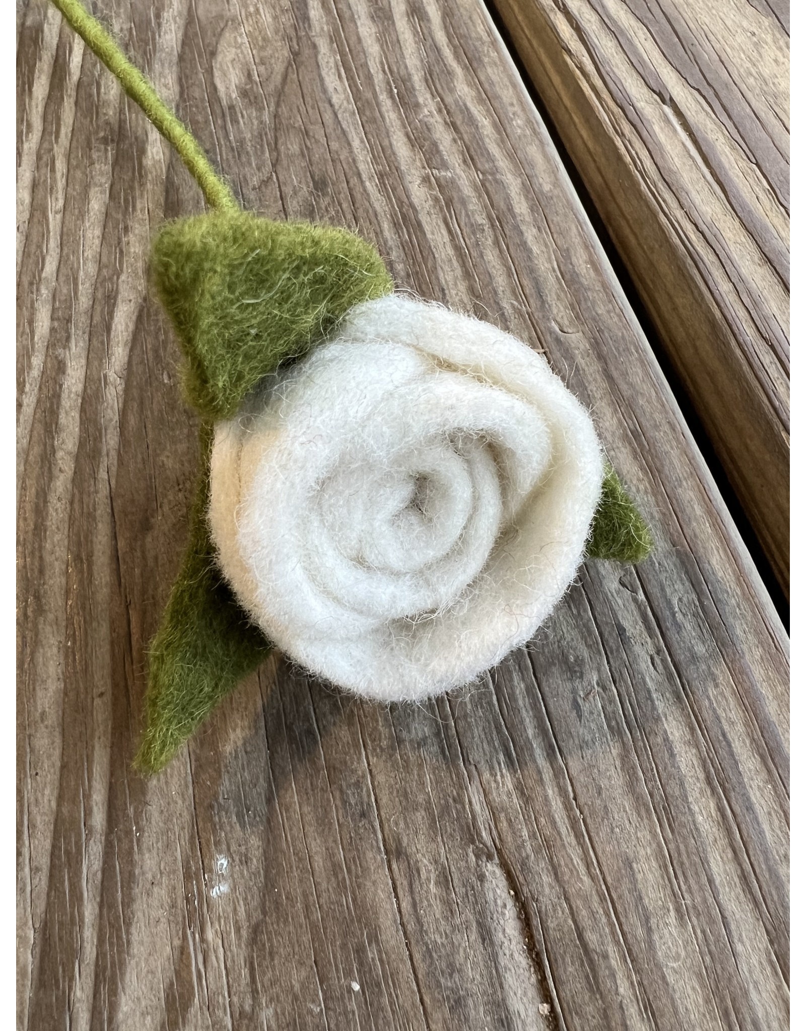 Felt Rose - White. Fair Trade