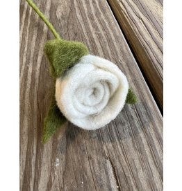 Felt Rose - White. Fair Trade