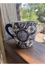 Encantada Handmade Pottery Mugs, Blue Flower